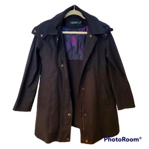 110. Ralph Lauren Black Coat With Removable Hood And Vest